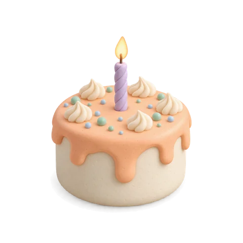 Una tarta de cumpleaños de arcilla con una vela
